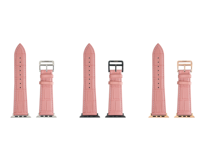 Matte Pink Embossed Crocodile Strap