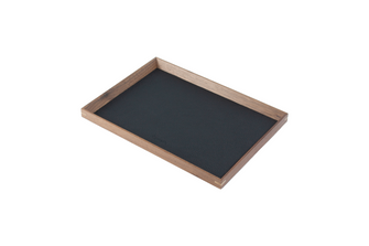 Small Rectangle Walnut Wood x Black Leather Tray