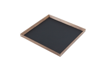 Medium Square Walnut Wood x Black Leather Tray