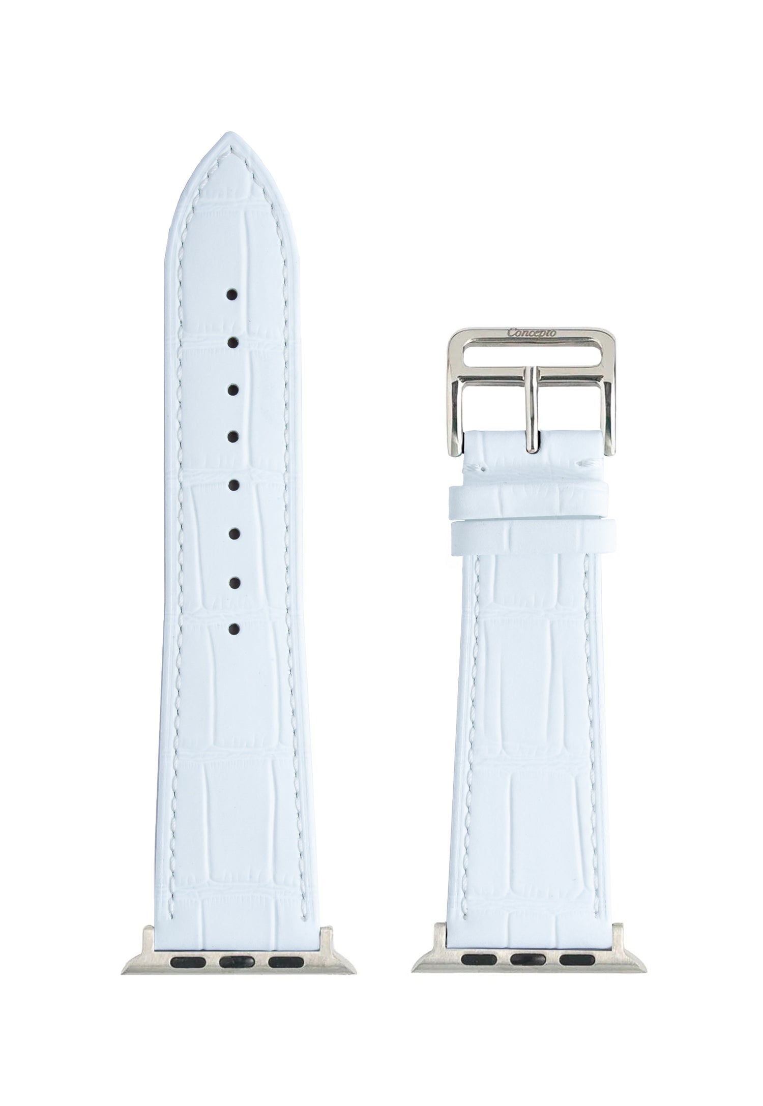 Matte White Embossed Crocodile Strap