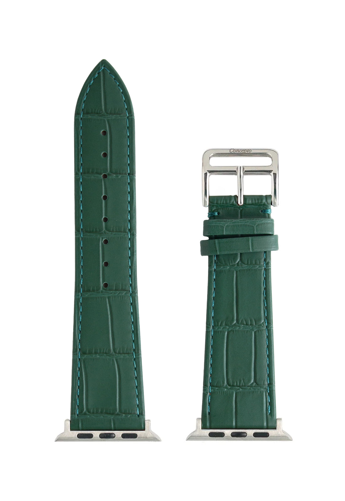 Matte Royal Green Embossed Crocodile Strap
