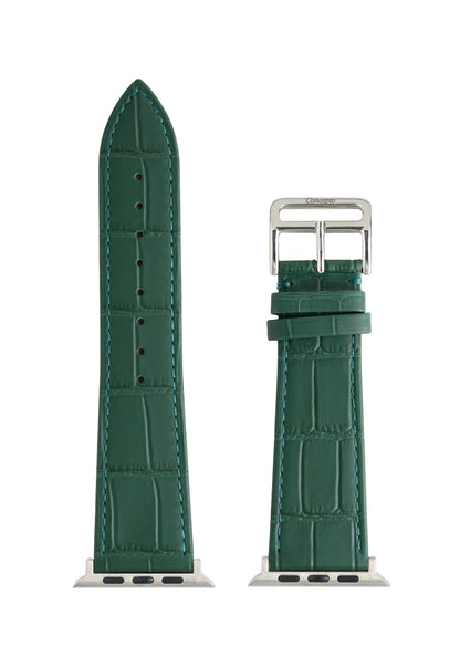 Matte Royal Green Embossed Crocodile Strap