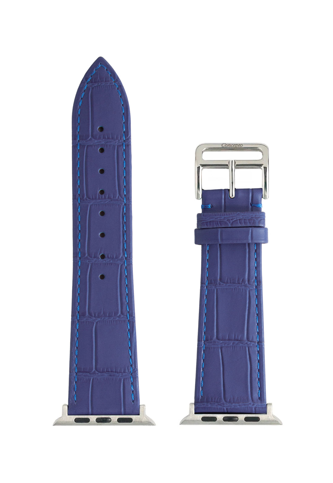 Matte Blue Embossed Crocodile Strap