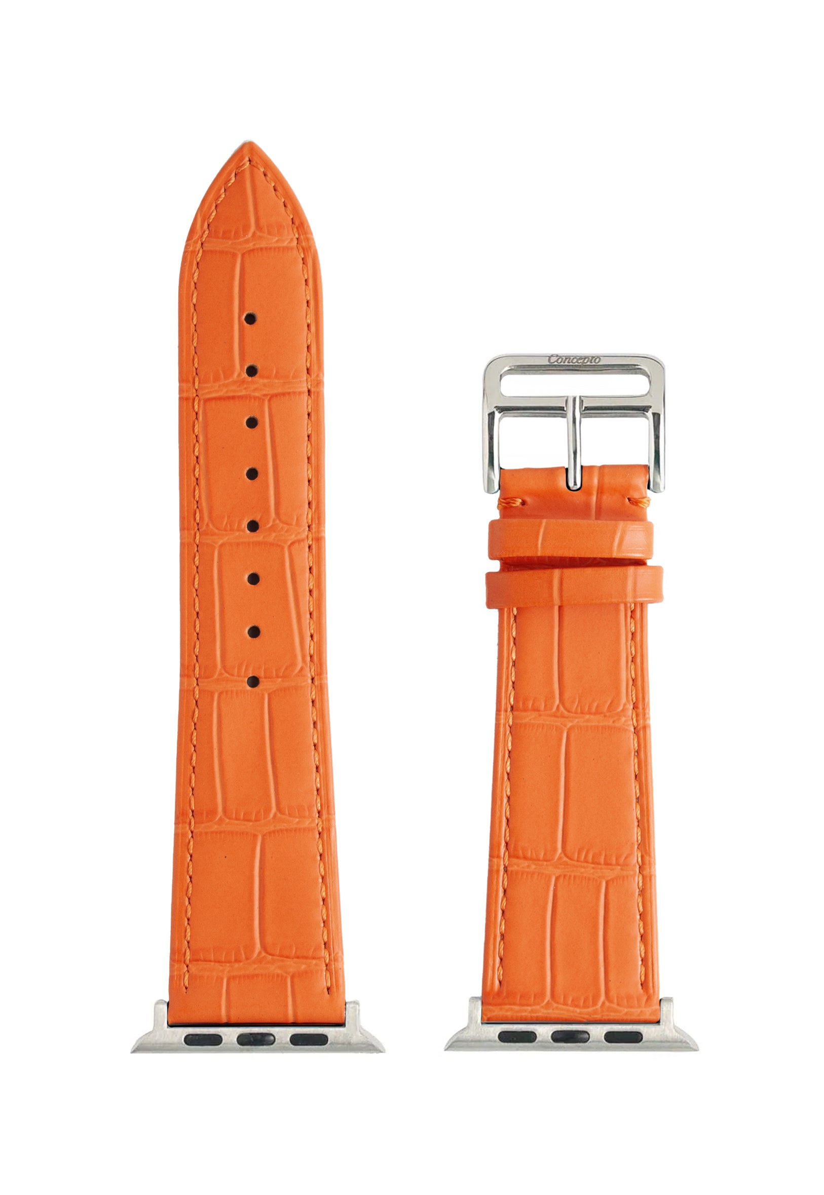 Matte Orange Embossed Crocodile Strap