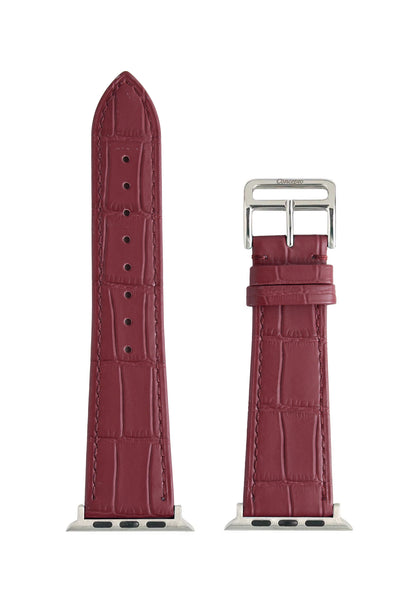 Matte Maroon Embossed Crocodile Strap