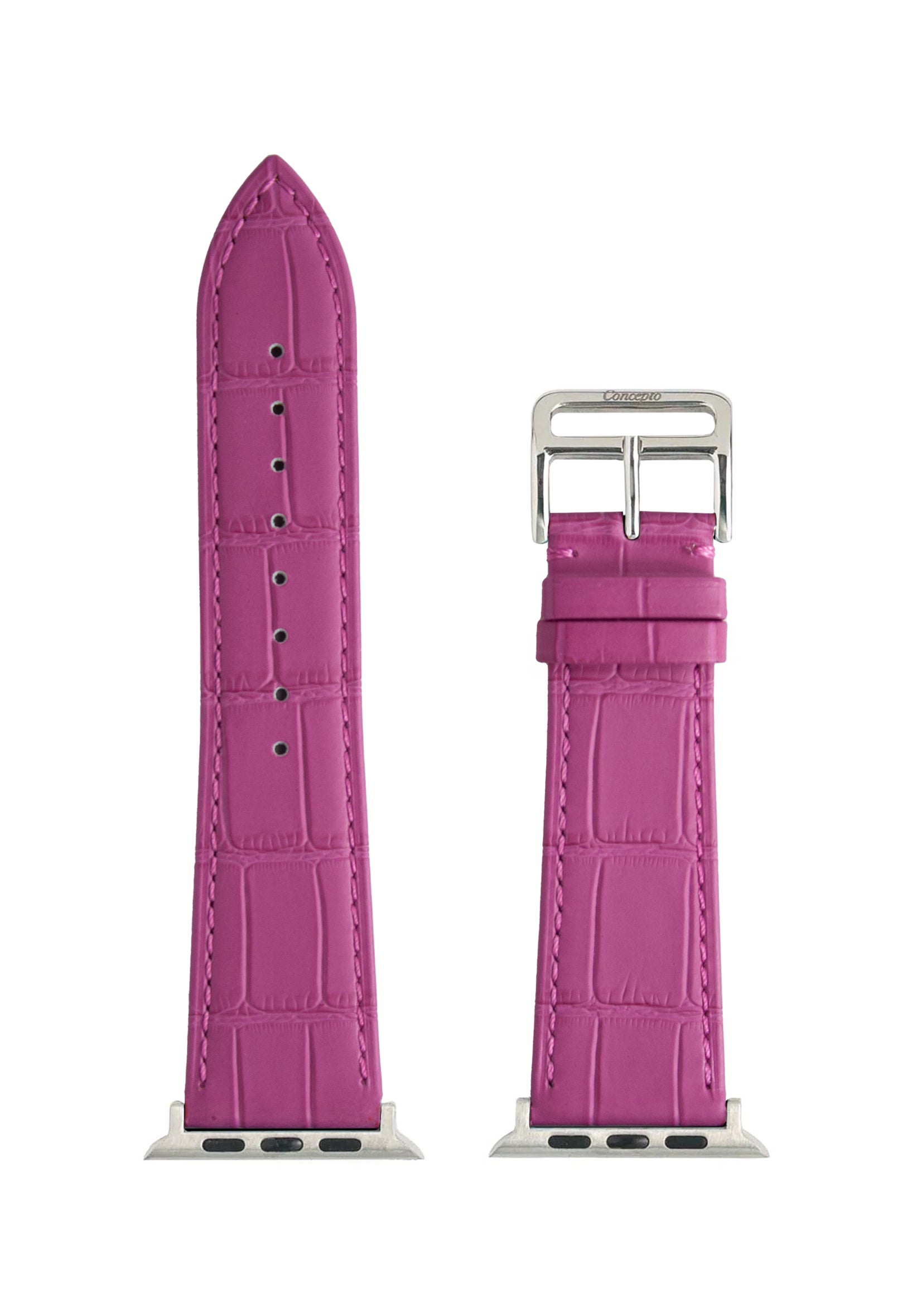 Matte Fuchsia Embossed Crocodile Strap
